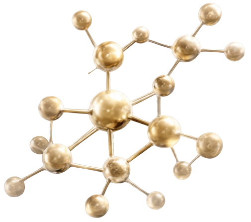 Gold 3D molecular structure representing advanced peptide science